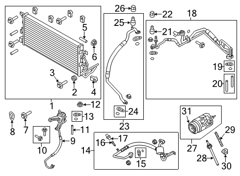 2019 Ford Police Interceptor Utility A/C Condenser, Compressor & Lines Diagram 1