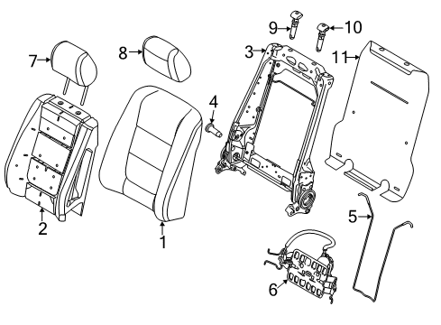 2019 Ford Police Interceptor Utility Front Seat Components Diagram 1