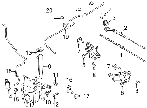 2019 Ford Police Responder Hybrid Wiper & Washer Components Diagram