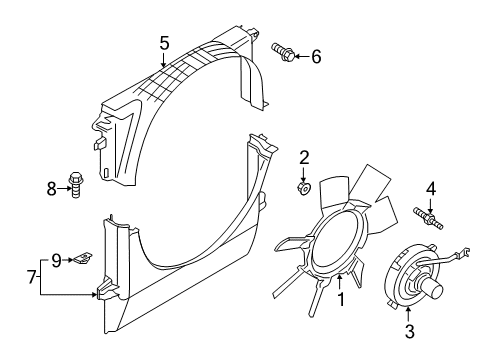 2022 Ford Ranger Cooling System, Radiator, Water Pump, Cooling Fan Diagram 1