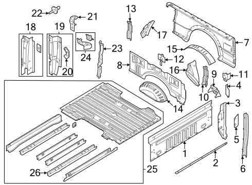 2023 Ford F-350 Super Duty Front & Side Panels, Floor Diagram 3