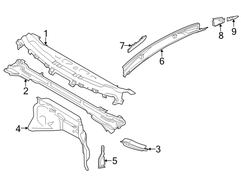 2023 Ford E-Transit Cowl Diagram