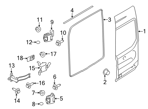 2022 Ford Transit HINGE ASY - REAR DOOR Diagram for HK3Z-6126800-D