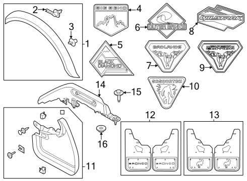 2022 Ford Bronco Exterior Trim - Fender Diagram 1