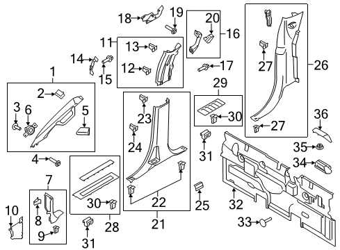 2021 Ford F-250 Super Duty Interior Trim - Cab Diagram 3