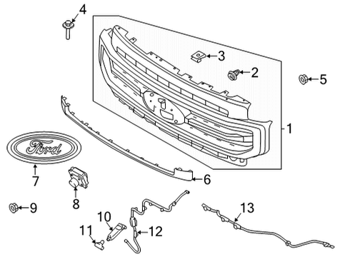 2022 Ford F-250 Super Duty Grille & Components Diagram 2