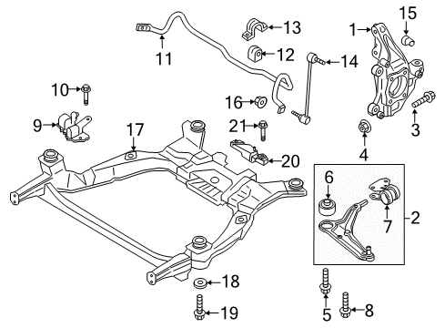 2020 Lincoln MKZ Front Suspension Components, Lower Control Arm, Stabilizer Bar Diagram 1