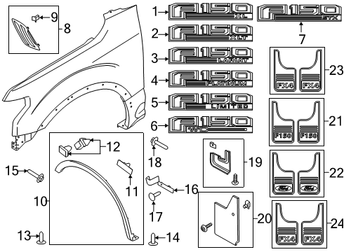 2020 Ford F-150 Exterior Trim - Fender Diagram 1