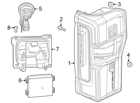 2023 Ford F-350 Super Duty Tail Lamps Diagram 1