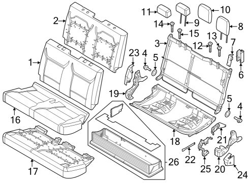 2023 Ford F-250 Super Duty COVER ASY - REAR SEAT BACK Diagram for NL3Z-1666601-JA