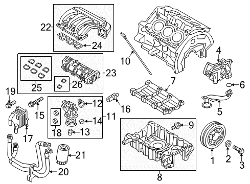 2019 Ford Police Interceptor Utility Engine Parts, Mounts, Cylinder Head & Valves, Camshaft & Timing, Variable Valve Timing, Oil Cooler, Oil Pan, Oil Pump, Crankshaft & Bearings, Pistons, Rings & Bearings Diagram 2