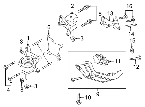 2022 Ford Police Interceptor Utility Engine & Trans Mounting Diagram 3