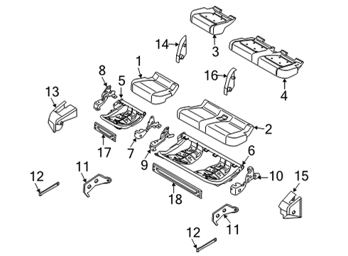 2021 Ford F-150 COVER ASY - REAR SEAT CUSHION Diagram for ML3Z-1863804-GE