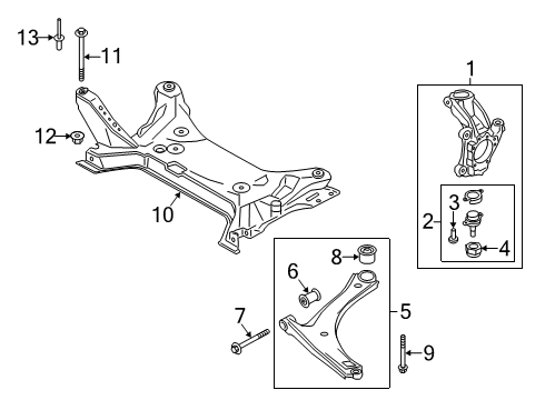 2022 Ford Transit Front Suspension Components, Lower Control Arm, Stabilizer Bar Diagram 1