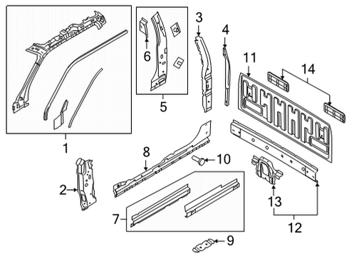 2023 Ford F-150 Back Panel, Hinge Pillar Diagram 2