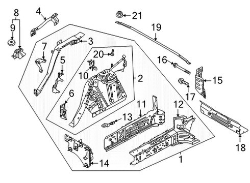 2023 Ford Mustang Mach-E Structural Components & Rails Diagram