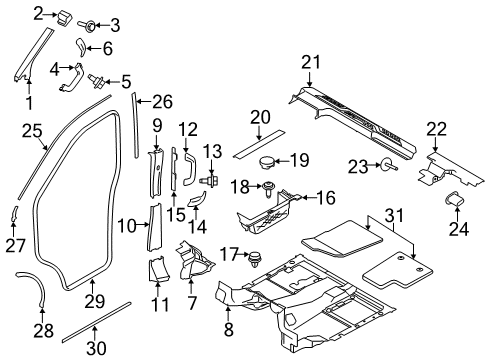 2022 Ford Transit Interior Trim - Pillars Diagram