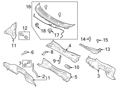 2023 Ford F-250 Super Duty Cab Cowl Diagram 1