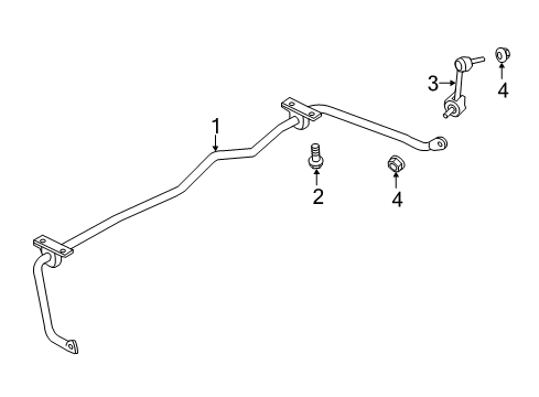 2019 Ford Police Interceptor Utility Rear Suspension Components, Lower Control Arm, Upper Control Arm, Stabilizer Bar Diagram 1