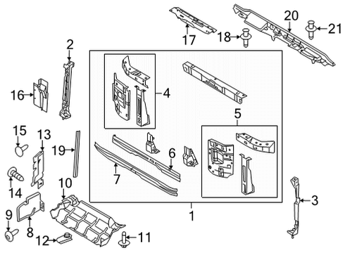 2021 Ford E-350/E-350 Super Duty Radiator Support Diagram