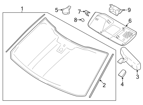 2024 Ford F-350 Super Duty Glass - Windshield Diagram