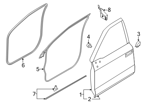 2022 Ford F-250 Super Duty Door & Components Diagram 1