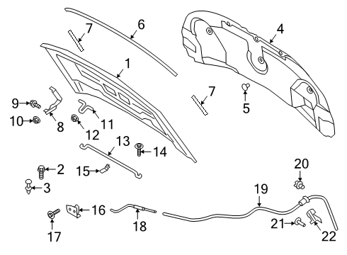 2020 Ford Explorer Hood & Components Diagram