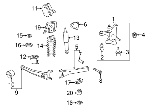 2020 Ford F-250 Super Duty Front Suspension Components Diagram 2