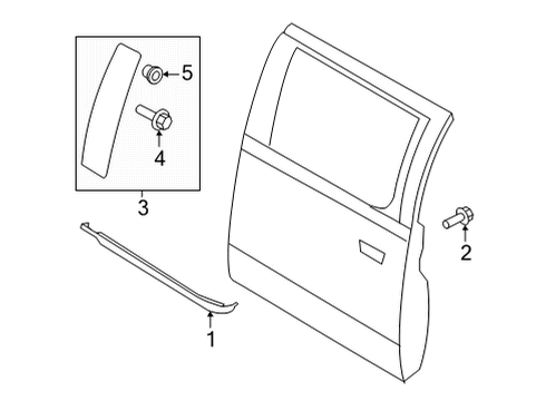 2022 Ford F-150 Exterior Trim - Rear Door Diagram 1