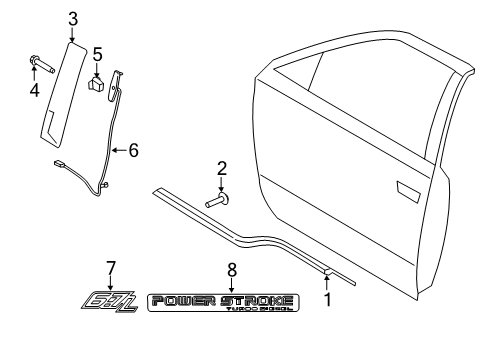 2020 Ford F-250 Super Duty Exterior Trim - Front Door Diagram