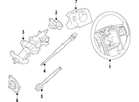 2023 Ford Police Interceptor Utility Steering Column & Wheel, Steering Gear & Linkage Diagram 1