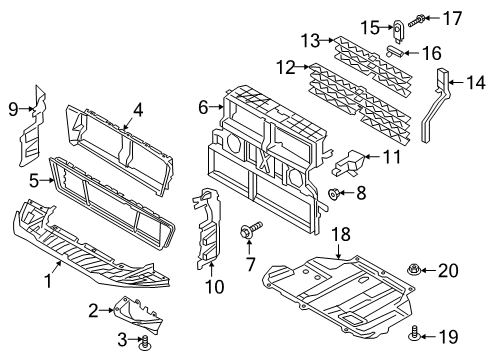 2021 Ford Transit Connect Splash Shields Diagram 1