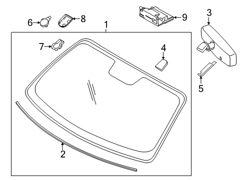 2020 Ford Mustang Windshield Glass Diagram