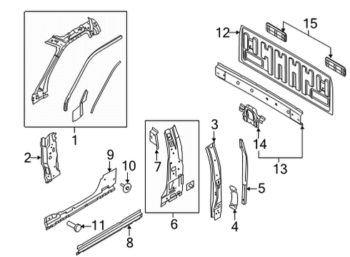 2021 Ford F-150 Back Panel, Hinge Pillar Diagram 3