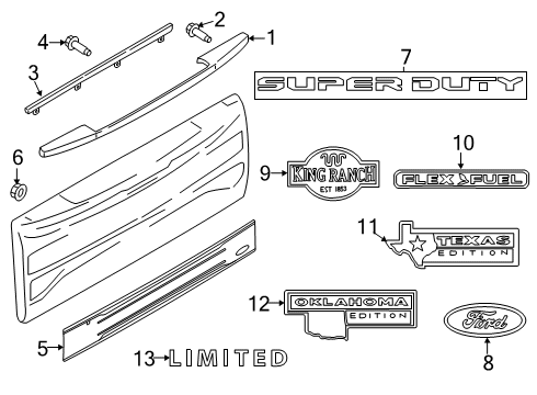 2022 Ford F-350 Super Duty Exterior Trim - Tail Gate Diagram