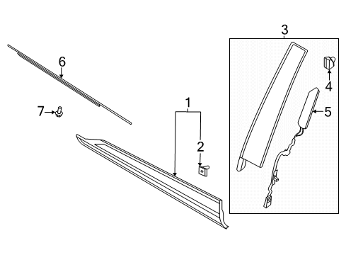 2020 Ford Escape Exterior Trim - Front Door Diagram