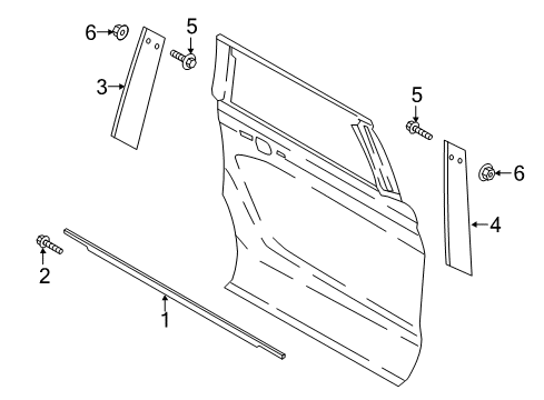 2022 Ford Expedition Exterior Trim - Rear Door Diagram