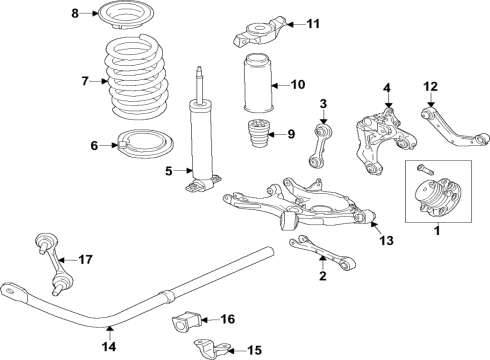 2022 Ford Edge Rear Suspension, Lower Control Arm, Upper Control Arm, Stabilizer Bar, Suspension Components Diagram 1