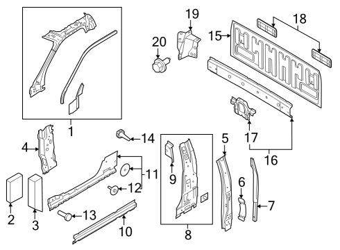 2023 Ford F-250 Super Duty Back Panel, Hinge Pillar Diagram 2