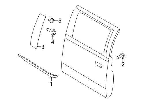 2022 Ford F-250 Super Duty Exterior Trim - Rear Door Diagram 1