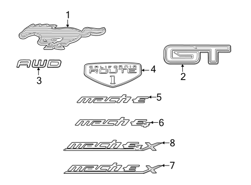 2022 Ford Mustang Mach-E Exterior Trim - Lift Gate Diagram