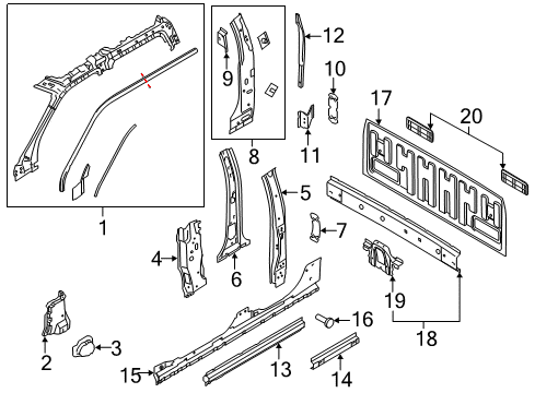 2020 Ford F-150 Back Panel, Hinge Pillar Diagram 1