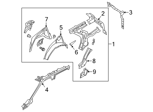 2021 Ford Police Interceptor Utility SUPPORT - QUARTER PANEL WHEELH Diagram for LB5Z-7827800-A