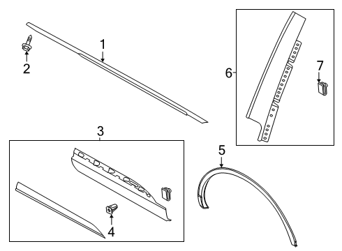 2020 Lincoln Aviator Exterior Trim - Rear Door Diagram