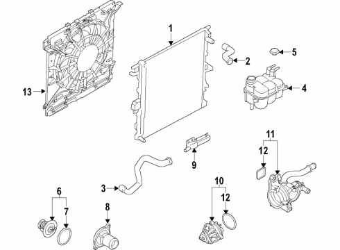 2021 Ford Explorer Cooling System, Radiator, Water Pump, Cooling Fan Diagram 5