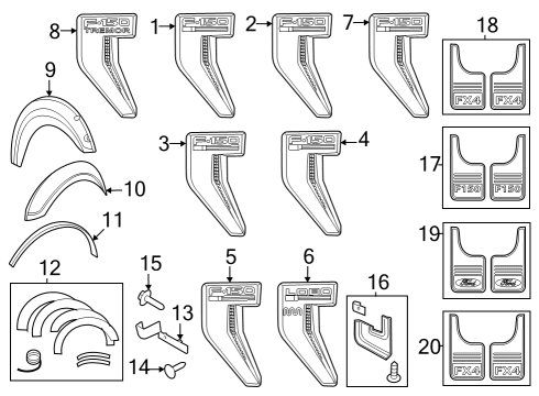 2022 Ford F-150 Exterior Trim - Fender Diagram 1