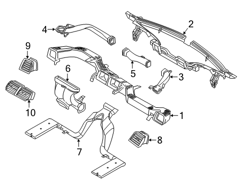 1980 Ford Fairmont Duct Assembly - Air Conditioner Diagram for BB5Z-19E630-D