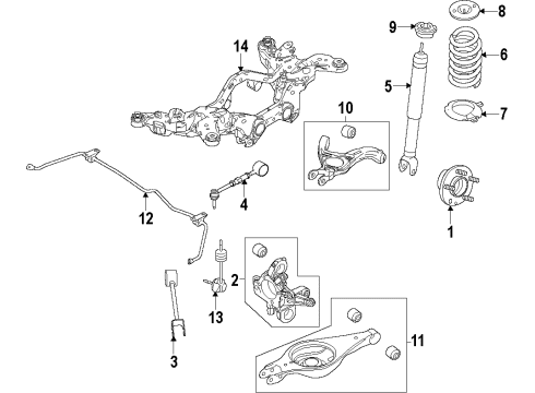 2019 Ford Police Interceptor Sedan Rear Suspension Components, Lower Control Arm, Upper Control Arm, Stabilizer Bar Diagram 5