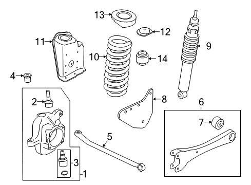 2020 Ford F-250 Super Duty Front Suspension Components Diagram 1