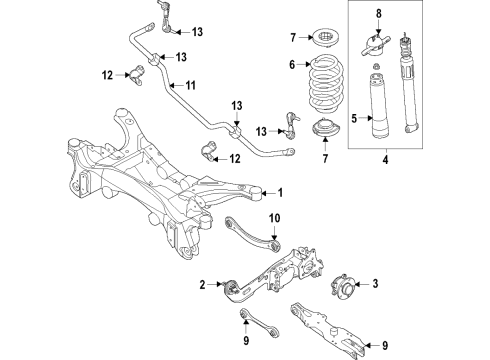 2021 Ford Bronco Sport Rear Suspension Components, Lower Control Arm, Upper Control Arm, Stabilizer Bar Diagram 2